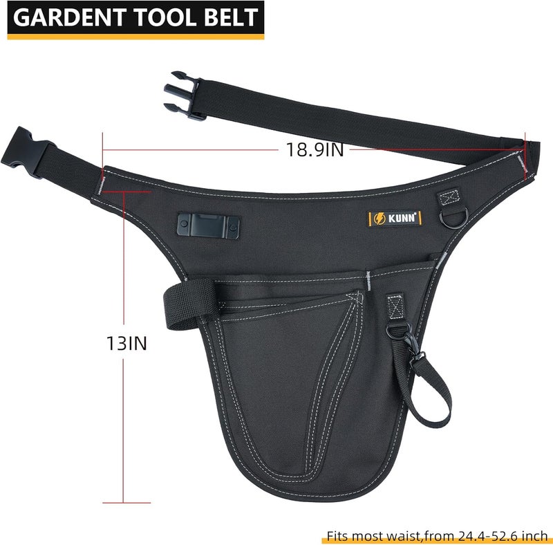 KUNN Garden Tool Organizer Belt Multifunctional Work Apron Pouch for Gardeing Florist Plumbing,Black - Image 5